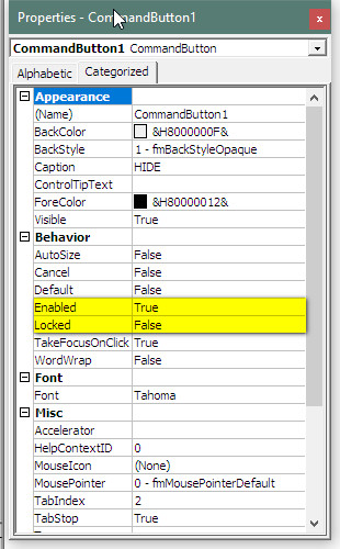 Controls properties Enabled and Locked