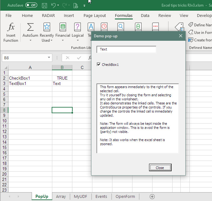 Excel userform controls value storage demo