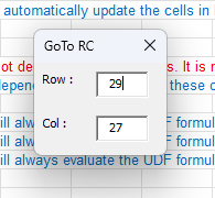 Userform show/goto row and column nr