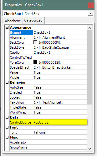 Excel userform control property ControlSource